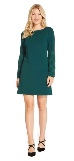 Adrianna Papell - AP1D102864 Long Sleeves Fringe Cocktail Dress
