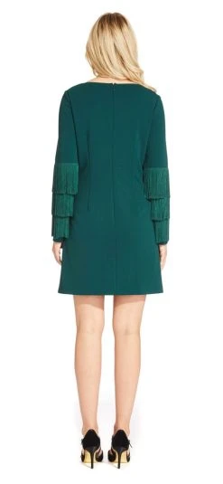 Adrianna Papell - AP1D102864 Long Sleeves Fringe Cocktail Dress