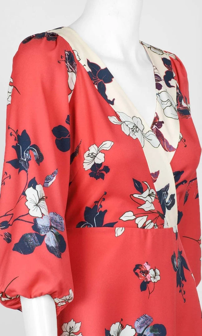 Adrianna Papell - AP1D103139 Floral Print Surplice V Neck A-Line Dress Cocktail Dresses 5 Adrianna Papell - AP1D103139 Floral Print Surplice V Neck A-Line Dress Cocktail Dresses