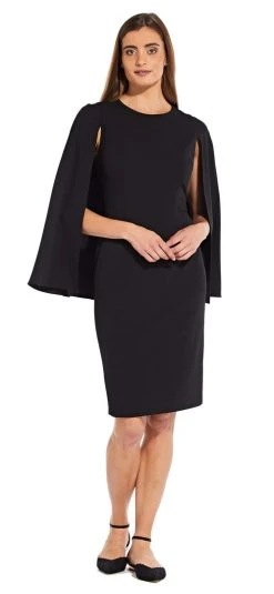 Adrianna Papell - AP1D103195 Jewel Cape Sleeve Cocktail Dress Cocktail Dresses