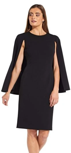 Adrianna Papell - AP1D103195 Jewel Cape Sleeve Cocktail Dress Cocktail Dresses