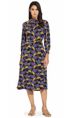 Adrianna Papell - AP1D103553 Long Sleeve Floral High Neck Dress Cocktail Dresses