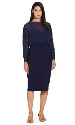 Adrianna Papell - AP1D103635 Illusion Blouson Bodice Bandage Dress Cocktail Dresses