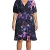 Adrianna Papell - AP1D103770 Floral Print V Neck A-Line Dress Cocktail Dresses
