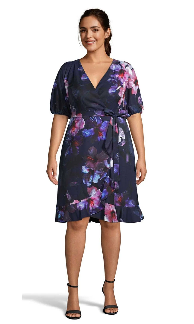 Adrianna Papell - AP1D103770 Floral Print V Neck A-Line Dress Cocktail Dresses 3 Adrianna Papell - AP1D103770 Floral Print V Neck A-Line Dress Cocktail Dresses