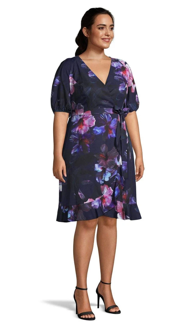 Adrianna Papell - AP1D103770 Floral Print V Neck A-Line Dress Cocktail Dresses 5 Adrianna Papell - AP1D103770 Floral Print V Neck A-Line Dress Cocktail Dresses