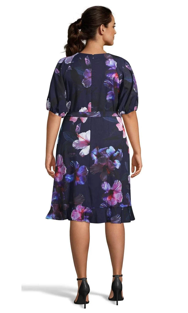 Adrianna Papell - AP1D103770 Floral Print V Neck A-Line Dress Cocktail Dresses 4 Adrianna Papell - AP1D103770 Floral Print V Neck A-Line Dress Cocktail Dresses