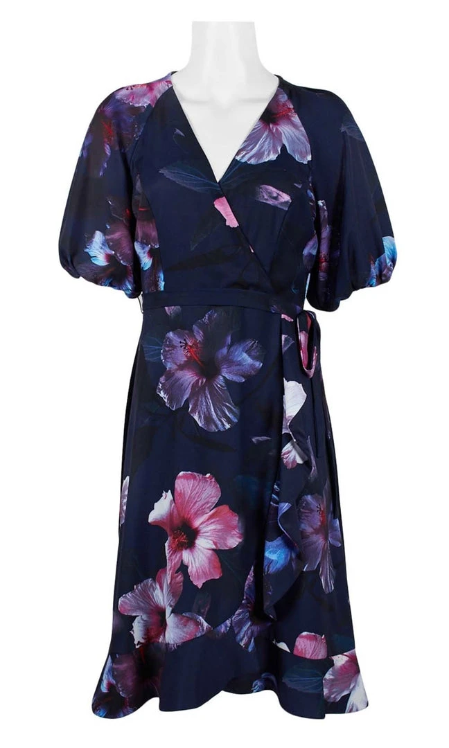 Adrianna Papell - AP1D103770 Floral Print V Neck A-Line Dress Cocktail Dresses 7 Adrianna Papell - AP1D103770 Floral Print V Neck A-Line Dress Cocktail Dresses