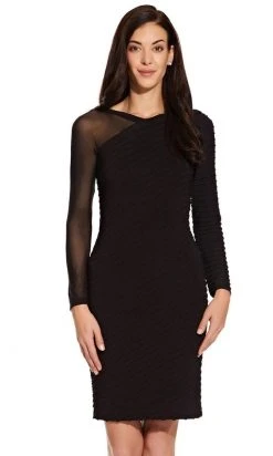 Adrianna Papell - AP1D103839 Long Sleeve Ribbed Fitted Dress