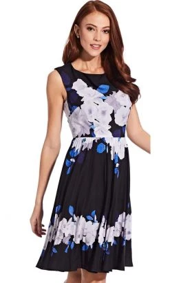 Adrianna Papell - AP1D103848 Floral Print Chiffon A-Line Dress