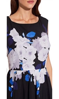 Adrianna Papell - AP1D103848 Floral Print Chiffon A-Line Dress