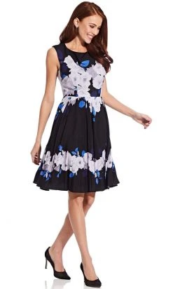 Adrianna Papell - AP1D103848 Floral Print Chiffon A-Line Dress