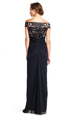 Adrianna Papell - AP1E200066 Off Shoulder Sequin Draped Evening Gown Formal Gowns