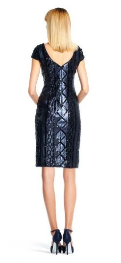 Cocktail Dresses Adrianna Papell - AP1E200322 Cable Knit Sequined Dress