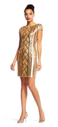 Cocktail Dresses Adrianna Papell - AP1E200322 Cable Knit Sequined Dress