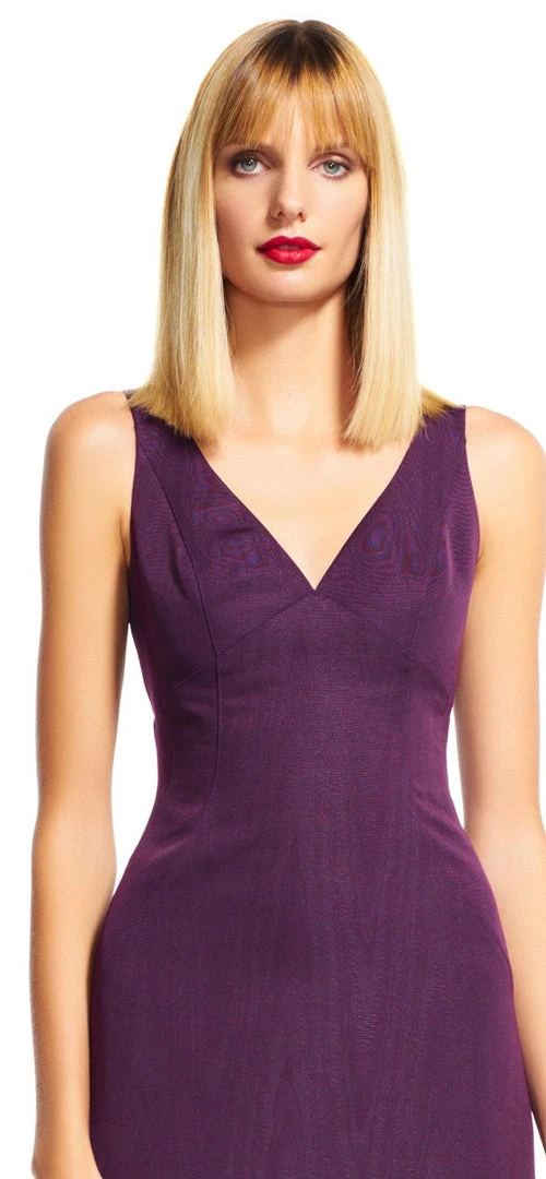 Adrianna Papell - AP1E200412 V-neck A-line Dress With Train 5 Adrianna Papell - AP1E200412 V-neck A-line Dress With Train