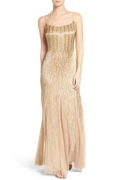 Adrianna Papell - AP1E200530 Beaded Mesh Trumpet Gown