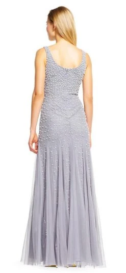 Adrianna Papell - AP1E200672 Pearl Beaded Dress With Godet Skirt Formal Gowns