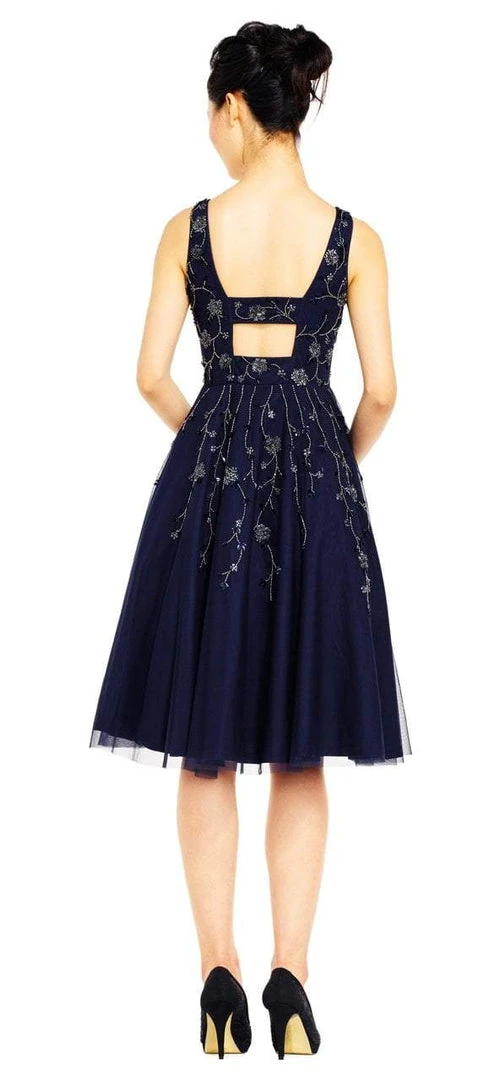 Adrianna Papell - AP1E201275 Embellished V-neck A-line Dress 4 Adrianna Papell - AP1E201275 Embellished V-neck A-line Dress