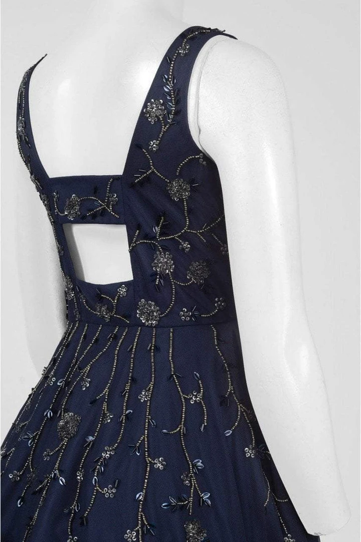 Adrianna Papell - AP1E201275 Embellished V-neck A-line Dress 5 Adrianna Papell - AP1E201275 Embellished V-neck A-line Dress