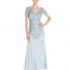Adrianna Papell - AP1E201314 Quarter Sleeve Embellished Evening Gown Formal Gowns
