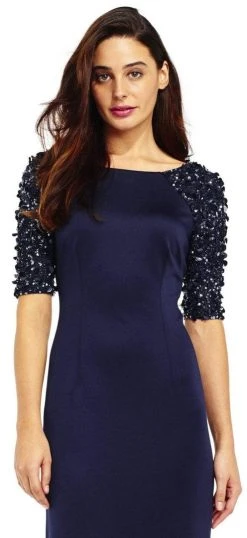 Formal Gowns Adrianna Papell - AP1E201359 Embellished Scuba Sheath Dress