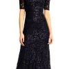 Formal Gowns Adrianna Papell - AP1E201418 Sequin Lace Embroidered Swirl Mesh Dress