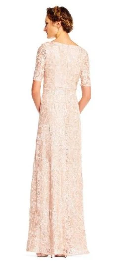Formal Gowns Adrianna Papell - AP1E201418 Sequin Lace Embroidered Swirl Mesh Dress