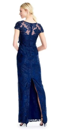 Adrianna Papell - AP1E201453 Metallic Embroidered Popover Lace Gown