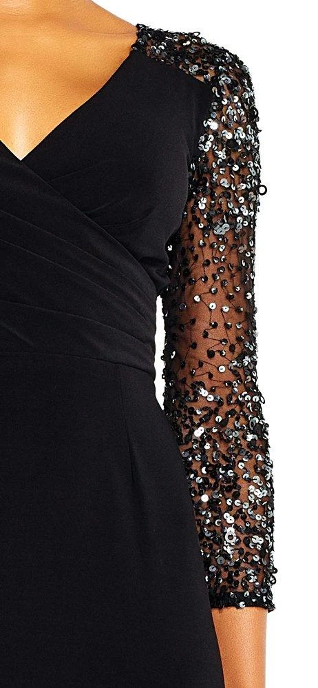 Cocktail Dresses Adrianna Papell - AP1E201493 Sequined Pleated V-neck Sheath Dress 4 Cocktail Dresses Adrianna Papell - AP1E201493 Sequined Pleated V-neck Sheath Dress