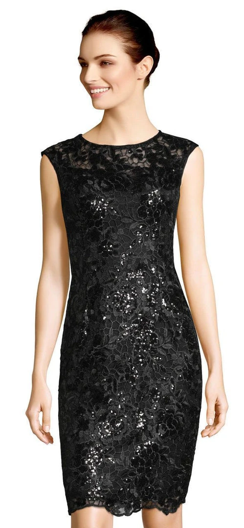 Cocktail Dresses Adrianna Papell - AP1E201566 Sequined Floral Lace Knee Length Dress 5 Cocktail Dresses Adrianna Papell - AP1E201566 Sequined Floral Lace Knee Length Dress