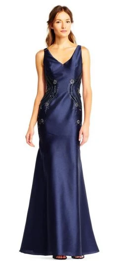 Formal Gowns Adrianna Papell - AP1E201575 Embellished V-neck Trumpet Dress