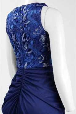 Adrianna Papell - AP1E201669 Floral Lace Bateau Jersey Sheath Dress Formal Gowns