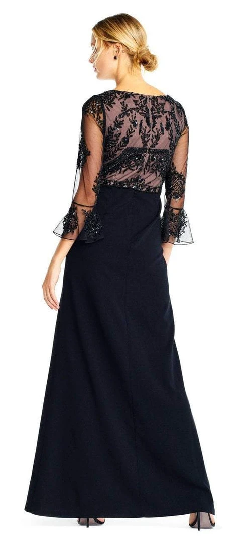 Formal Gowns Adrianna Papell - AP1E201883 Sheer Circular Flounce Sleeve Beaded Gown 4 Formal Gowns Adrianna Papell - AP1E201883 Sheer Circular Flounce Sleeve Beaded Gown