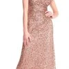 Formal Gowns Adrianna Papell - AP1E202166 Draped Cowl Back Cap Sleeve Sequined Gown