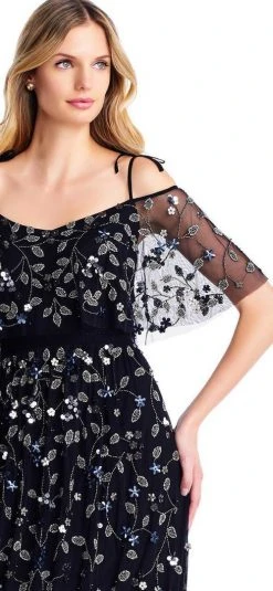 Formal Gowns Adrianna Papell - AP1E202574 V-Neck Cold Shoulder Evening Dress