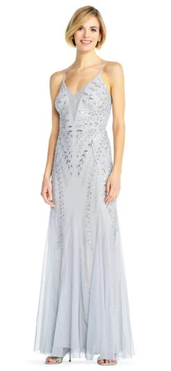 Adrianna Papell - AP1E202873 Rhinestone Embellished V-Neck Gown Formal Gowns