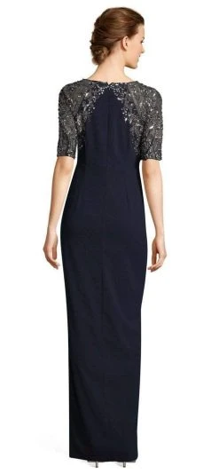 Formal Gowns Adrianna Papell - AP1E202926 Embellished V-Neck Ruffled Evening Gown