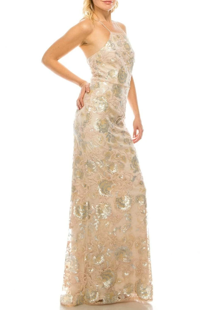 Formal Gowns Adrianna Papell - AP1E202991 Floral Sequined Halter Sheath Dress 9 Formal Gowns Adrianna Papell - AP1E202991 Floral Sequined Halter Sheath Dress