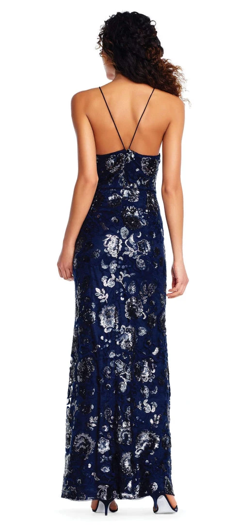 Formal Gowns Adrianna Papell - AP1E202991 Floral Sequined Halter Sheath Dress 5 Formal Gowns Adrianna Papell - AP1E202991 Floral Sequined Halter Sheath Dress