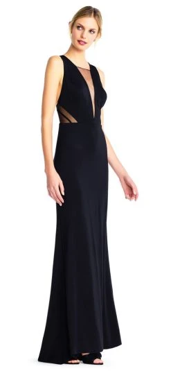 Adrianna Papell - AP1E203020 Sheer Cutouts Open Back Evening Gown
