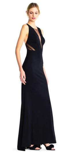 Adrianna Papell - AP1E203020 Sheer Cutouts Open Back Evening Gown