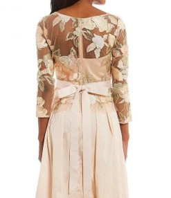 Adrianna Papell - AP1E203037 Floral Embroidered Taffeta A-line Dress