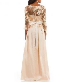 Adrianna Papell - AP1E203037 Floral Embroidered Taffeta A-line Dress