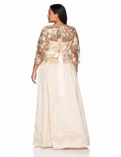 Adrianna Papell - AP1E203037 Floral Embroidered Taffeta A-line Dress