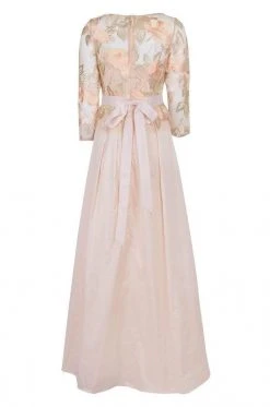 Adrianna Papell - AP1E203037 Floral Embroidered Taffeta A-line Dress