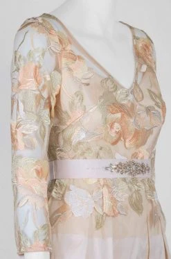 Adrianna Papell - AP1E203037 Floral Embroidered Taffeta A-line Dress