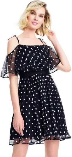 Adrianna Papell - AP1E203196 Polka Dot Square Neck A-line Dress