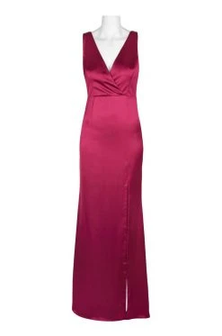 Formal Gowns Adrianna Papell - AP1E203395 Sleek Plunging V-neck Trumpet Dress