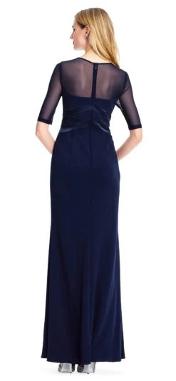 Formal Gowns Adrianna Papell - AP1E203438 Sheer Quarter Length Sleeve Sheath Dress